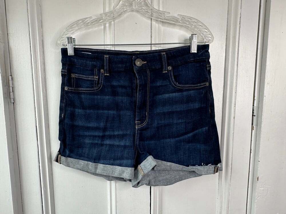 American Eagle Curvy Hi-Rise Shortie Next Level Stretch Cuffed Jean Shorts 12